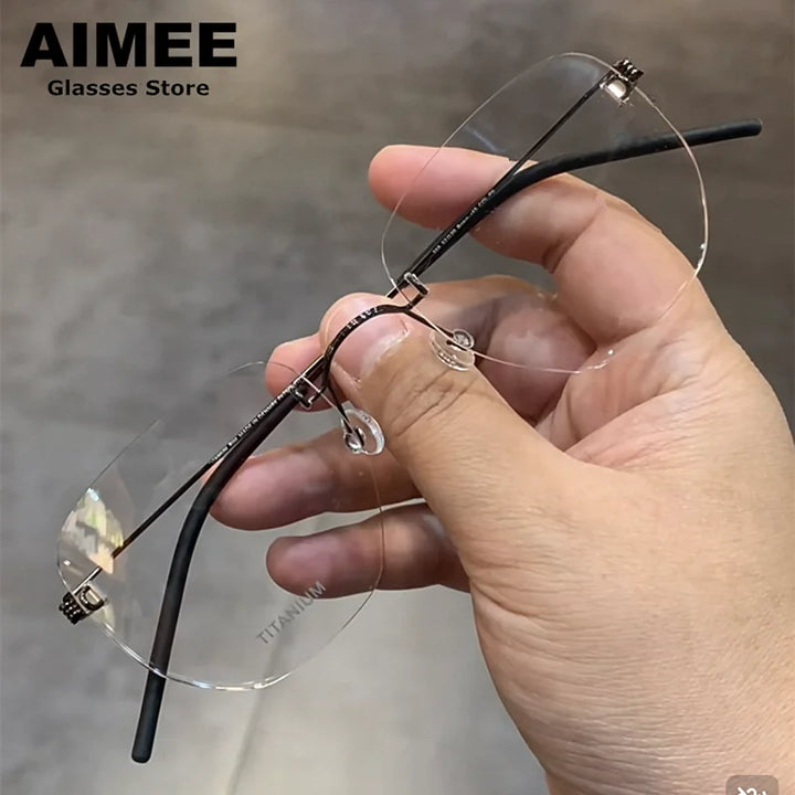 Aimee Women's Rimless Polygon Screwless Titanium Eyeglasses 15358