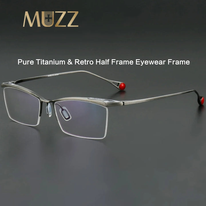 Muzz Unisex Semi Rim Square Brow Line Titanium Eyeglass 817113