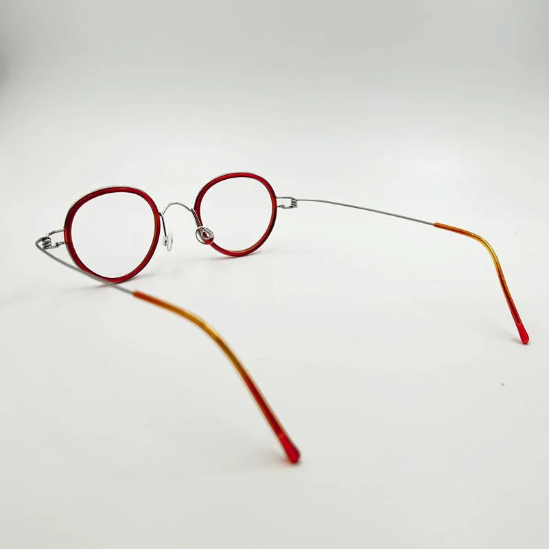 Yujo Unisex Full Rim Oval Stainless Steel Acetate Eyeglasses Y3641 Full Rim Yujo