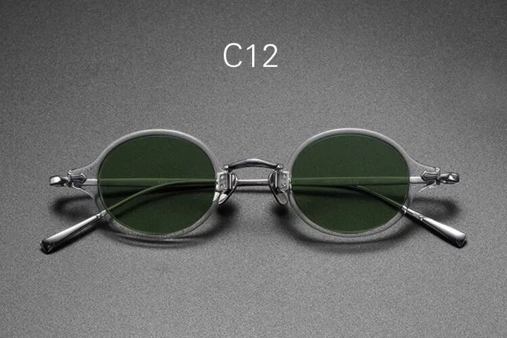 Yujo Unisex Full Rim Small Oval Acetate Titanium Eyeglasses Or Sunglasses 3740 Full Rim Yujo C12 China 