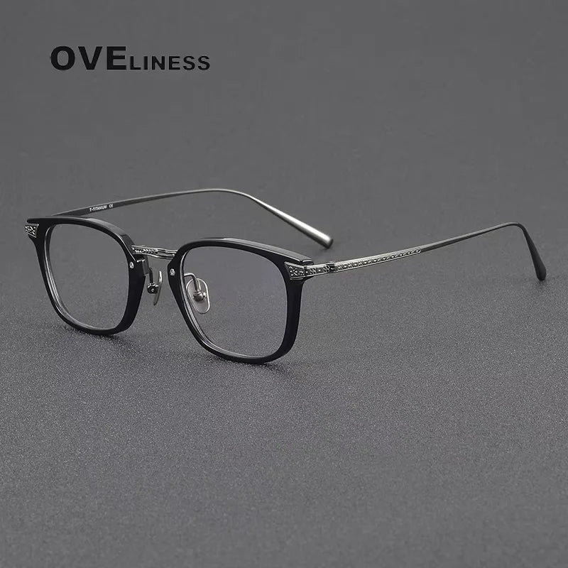 Oveliness Women's Full Rim Square Acetate Titanium Eyeglasses 214023