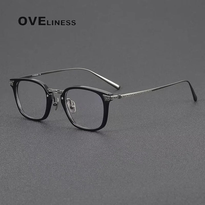 Oveliness Women's Full Rim Square Acetate Titanium Eyeglasses 214023