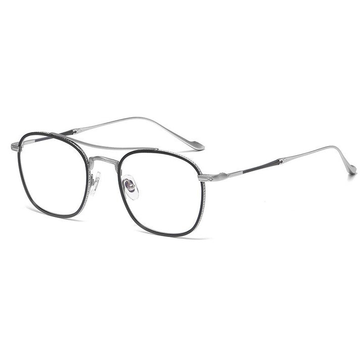 Gatenac Unisex Full Rim Square Double Bridge Titanium Eyeglasses Gxyj1040 Full Rim Gatenac Silver