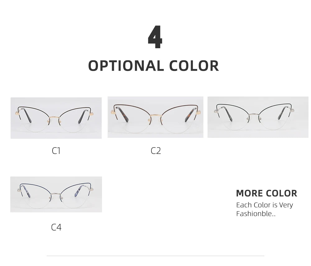 Laoyehui Women's Semi Rim Oval Cat Eye Alloy Reading Glasses 8451 Reading Glasses Laoyehui
