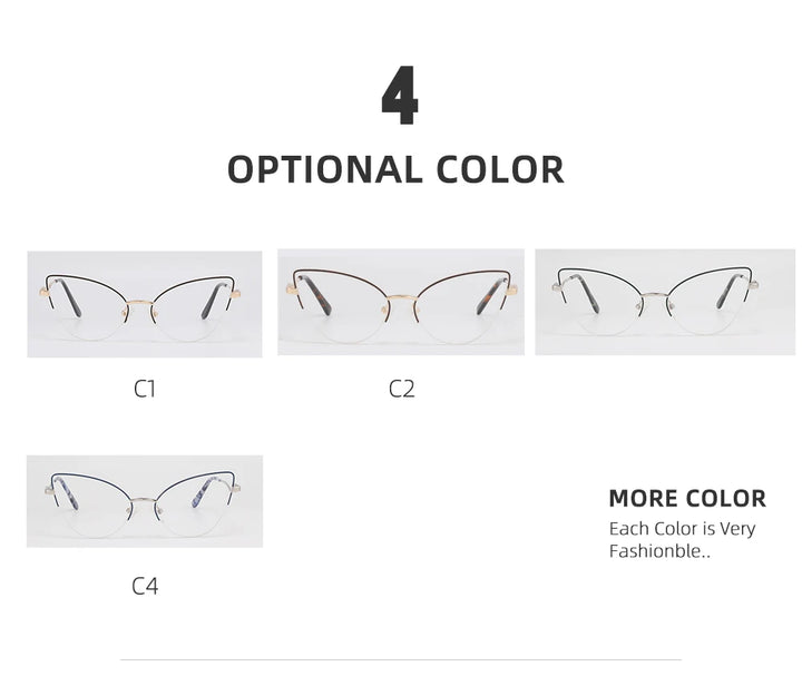 Laoyehui Women's Semi Rim Oval Cat Eye Alloy Reading Glasses L8451 Reading Glasses Laoyehui