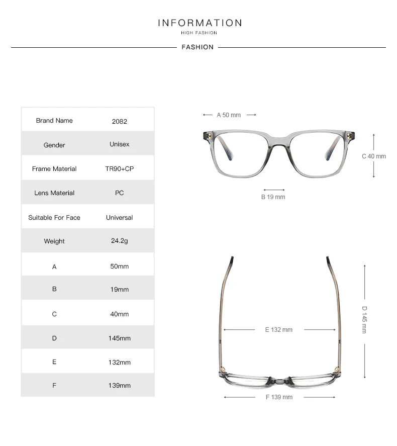 Vicky Unisex Full Rim Square Tr 90 Titanium Reading Glasses 2082 Reading Glasses Vicky
