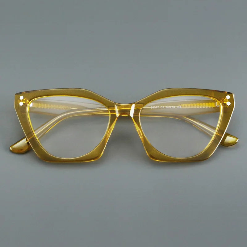 Hewei Women's Full Rim Square Cat Eye Thick Acetate Eyeglasses 88027