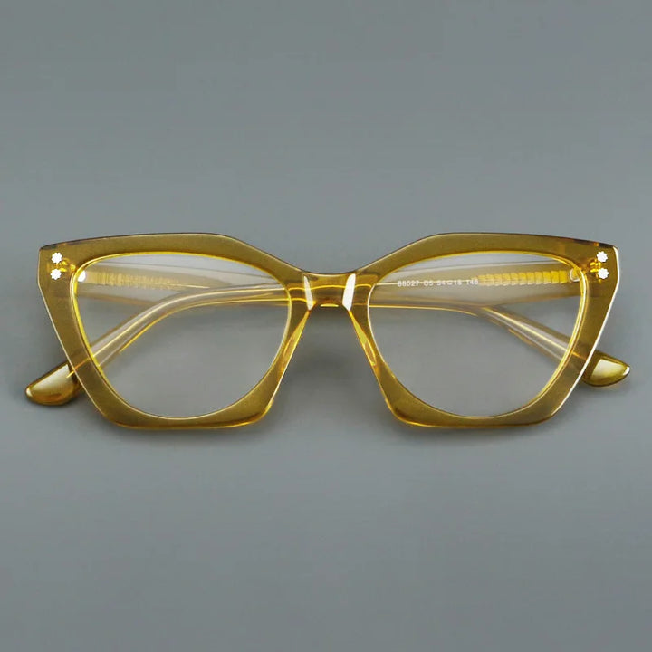 Hewei Women's Full Rim Square Cat Eye Thick Acetate Eyeglasses 88027
