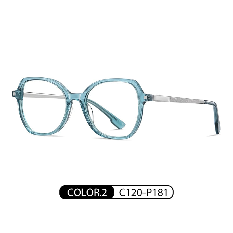 Gmei Women's Full Rim Square Acetate Alloy Eyeglasses 9225 Full Rim Gmei Optical C120-P181