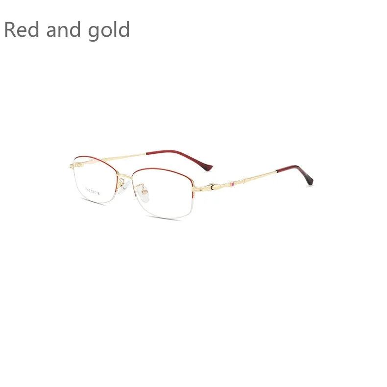 KatKani Womens  Rimless Square Alloy Eyeglasses 1363 Rimless KatKani Eyeglasses Red and gold  