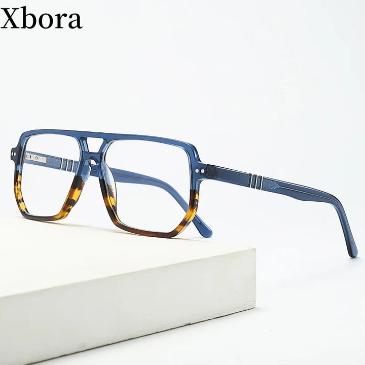 Xbora Women's Full Rim Square Double Bridge Acetate Eyeglasses 47210