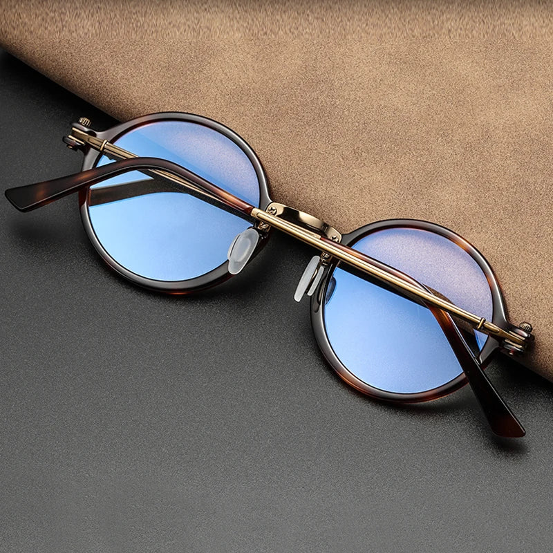 Black Mask Unisex Full Rim Round Titanium Acetate Eyeglasses Rt5866 Full Rim Black Mask