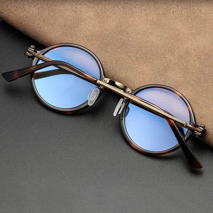 Black Mask Unisex Full Rim Round Titanium Acetate Eyeglasses Rt5866 Full Rim Black Mask