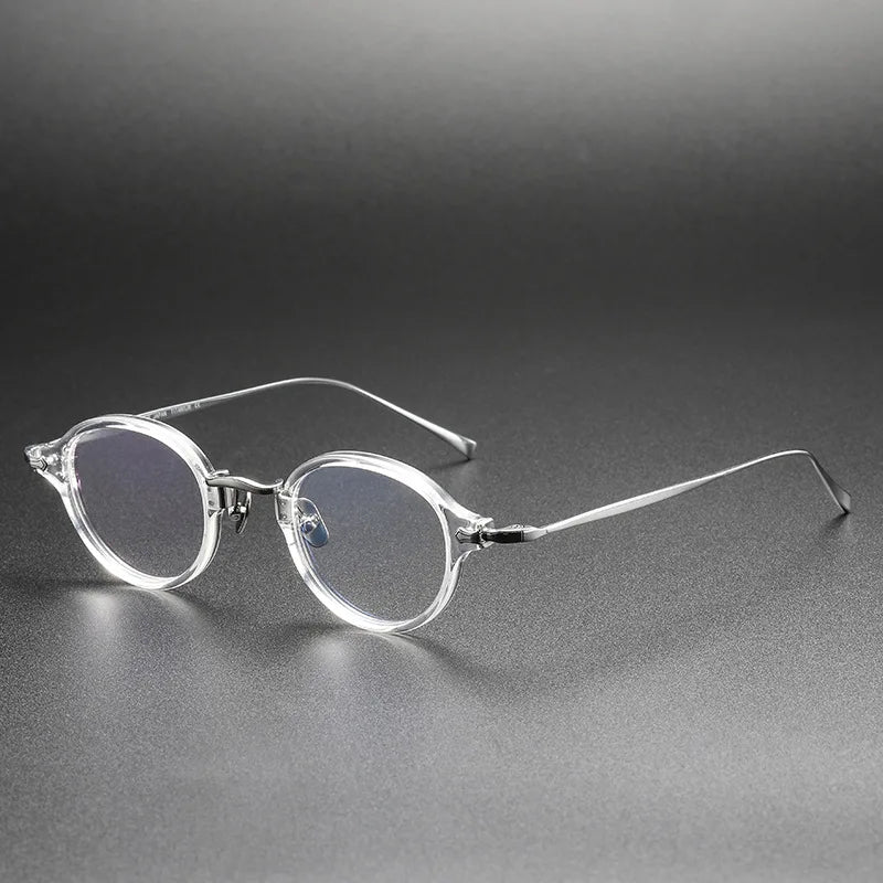 Black Mask Unisex Full Rim Oval Round Titanium Acetate Eyeglasses 34182