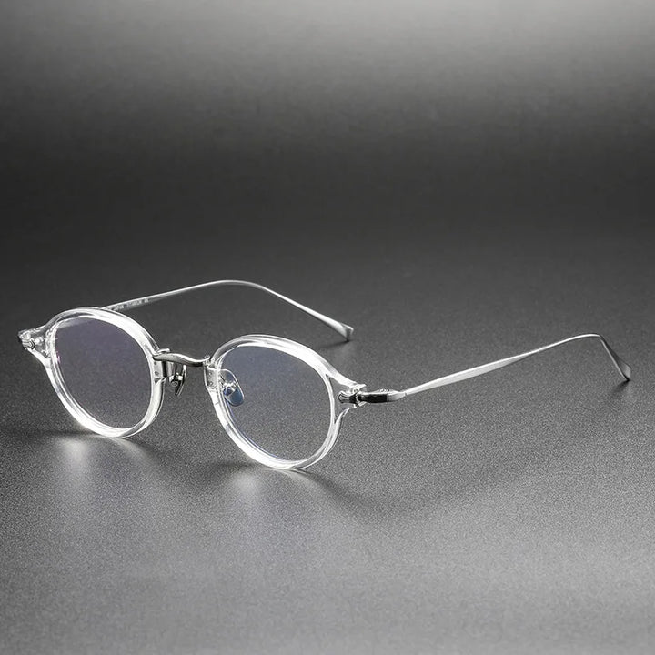 Black Mask Unisex Full Rim Oval Round Titanium Acetate Eyeglasses 34182