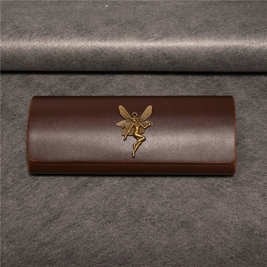 Cubojue Unisex Brown PU Leather Eyeglass Case Assorted Designs 1638 Case Cubojue Case big case angel