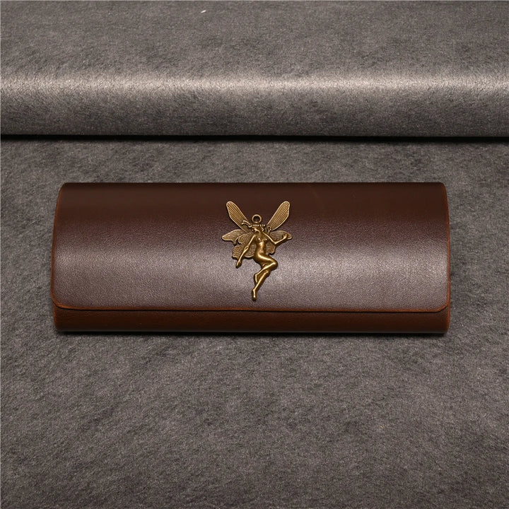 Cubojue Unisex Brown PU Leather Eyeglass Case Assorted Designs 1638 Case Cubojue Case big case angel