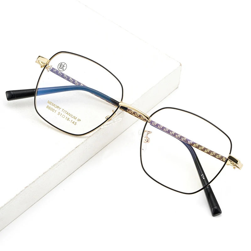 Xbora Women's Full Rim Polygon Square Titanium Alloy Eyeglasses 86001