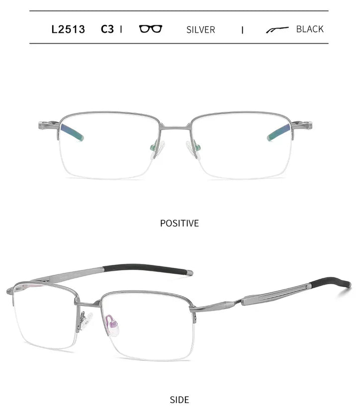 Handoer Unisex Semi Rim Square Alloy Acetate Eyeglasses 952181 Semi Rim Handoer C3