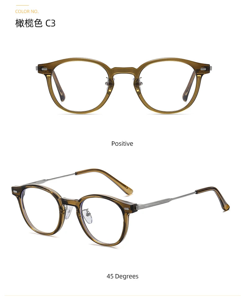 Reven Jate Unisex Full Rim Round Plastic Eyeglasses B1810 Full Rim Reven Jate