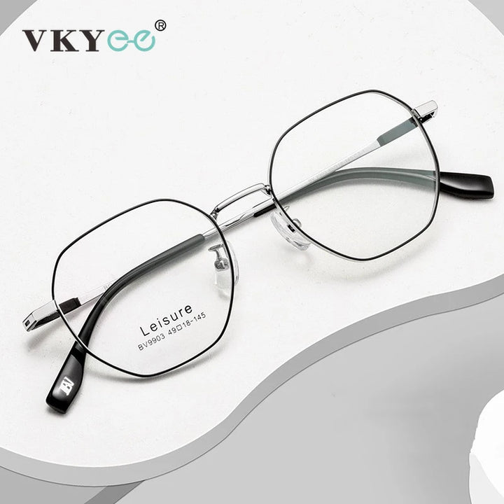 Vicky Unisex Youth's Full Rim Polygon Titanium Reading Glasses 629903