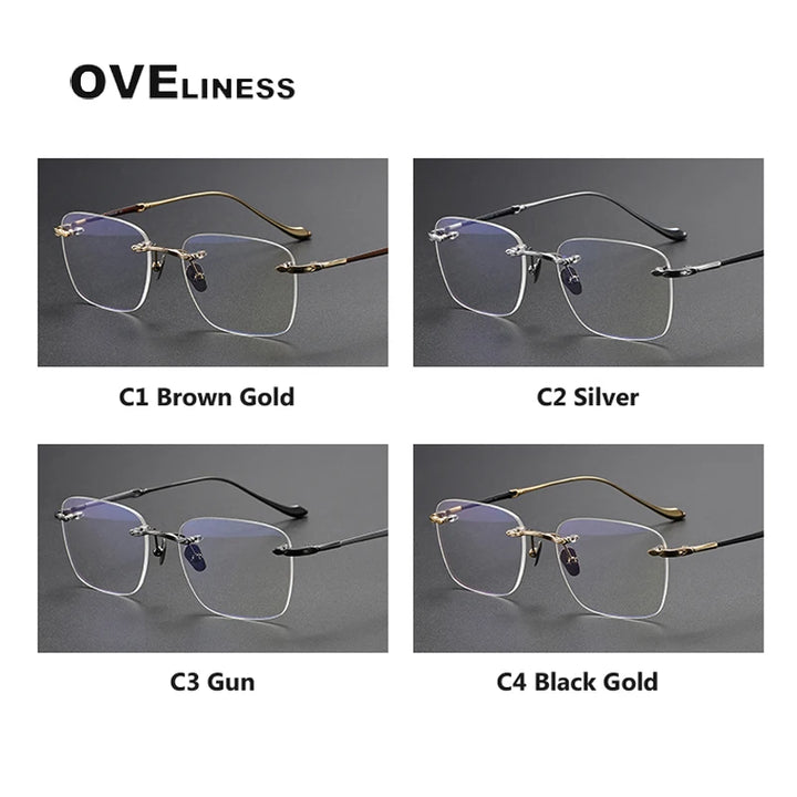 Oveliness Unisex Rimless Square Titanium Eyeglasses 80956 Rimless Oveliness