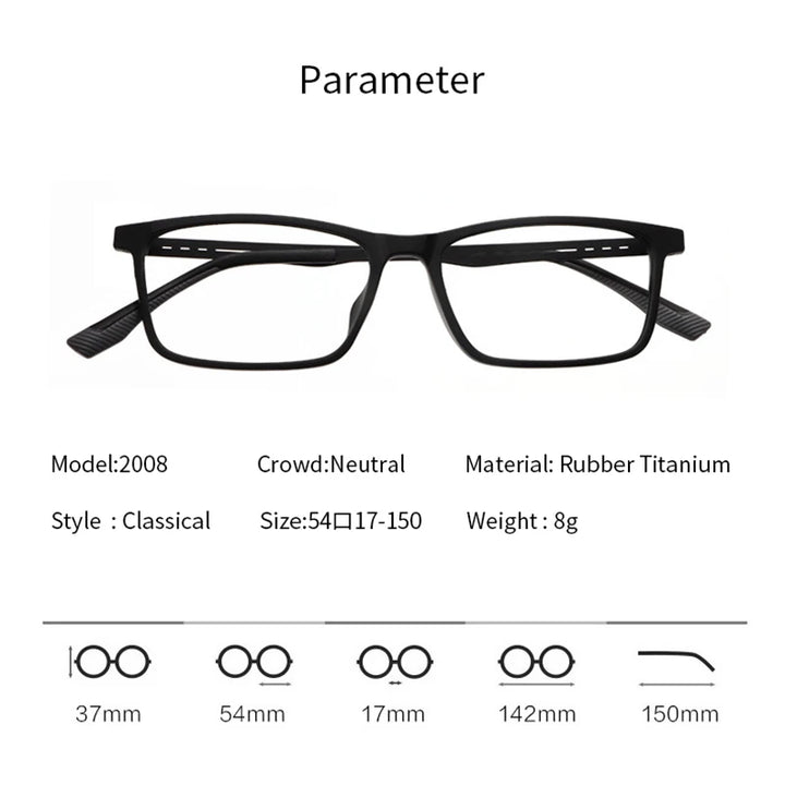 Xbora Unisex Full Rim Square Tr 90 Titanium Eyeglasses 2008