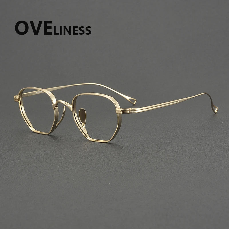 Oveliness Men's Full Rim Polygon Square Titanium Eyeglasses 29919