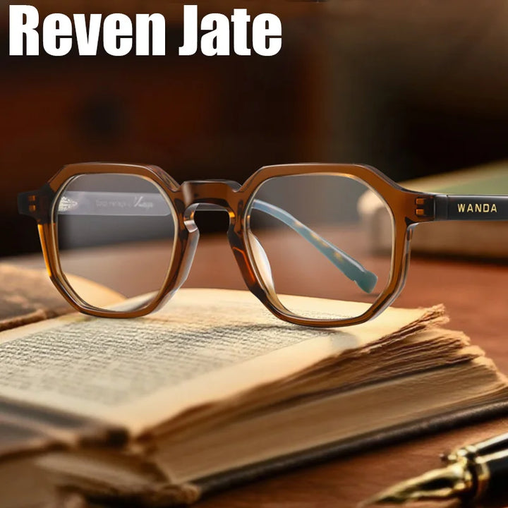 Reven Jate Women's Full Rim Flat Top Oval Tr 90 Alloy Eyeglasses 22247