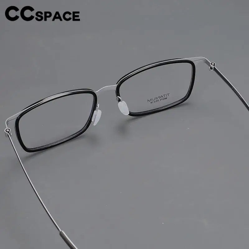 CCspace Unisex Full Rim Square Screwless Titanium Eyeglasses 57174 Full Rim CCspace