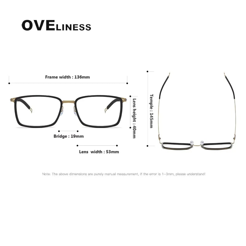 Oveliness Women's Full Rim Square Titanium Acetate Eyeglasses 82004 Full Rim Oveliness