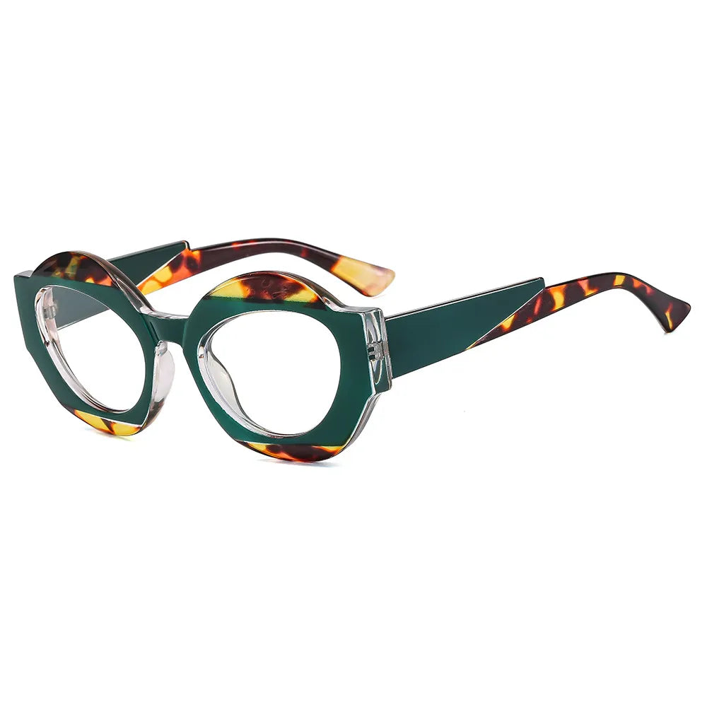 CCspace Unisex Full Rim Oval Resin Eyeglasses 56864 Full Rim CCspace C10GreenClear