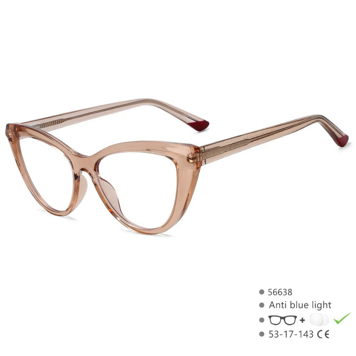 CCspace Unisex Full Rim Square Cat Eye PC Eyeglasses 56638 Full Rim CCspace C5Tea