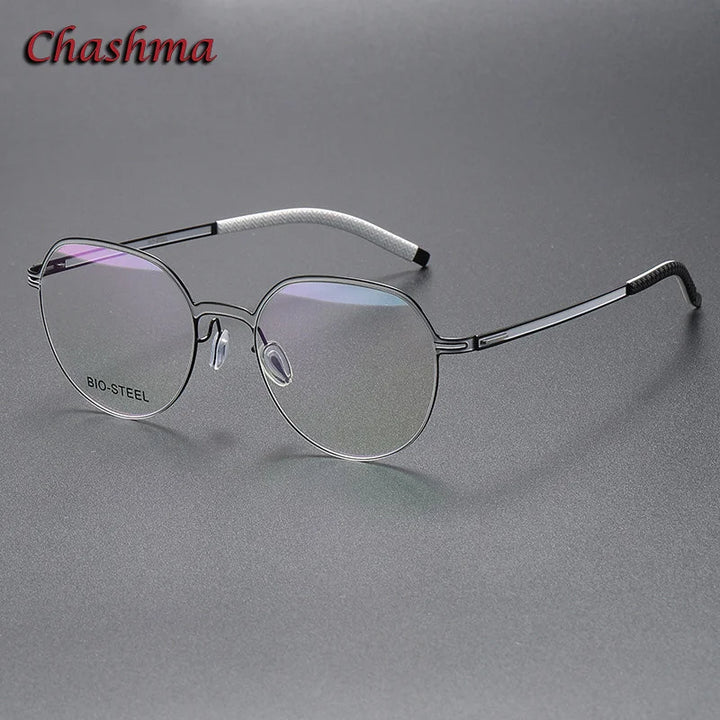 Chashma Ochki Unisex Full Rim Flat Top Round Tr 90 Titanium Eyeglasses 460 Full Rim Chashma Ochki Black White