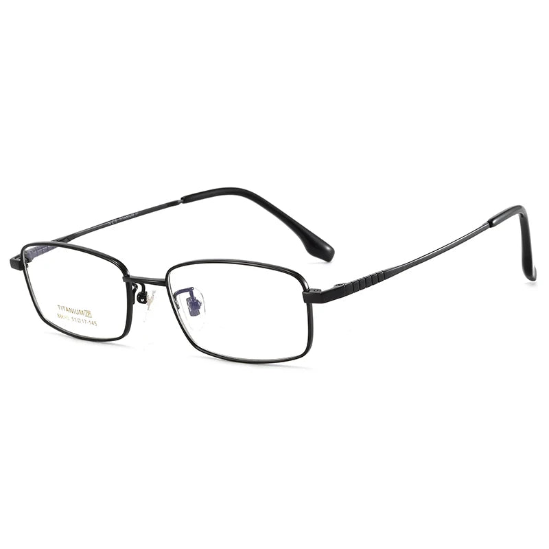 Bclear Unisex Full Rim Square Small Titanium Eyeglasses 86693 Full Rim Bclear black