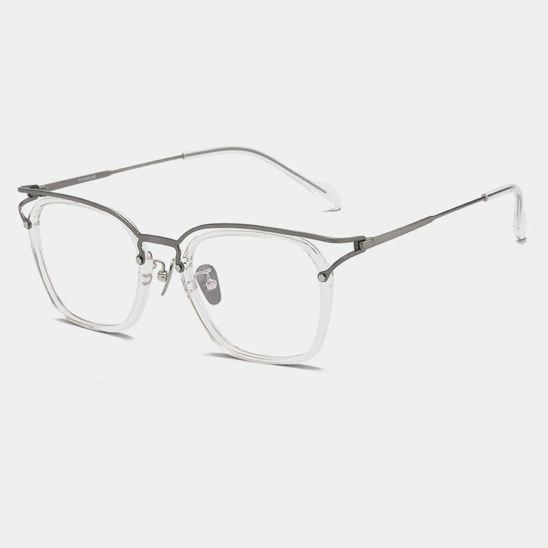 Gatenac Unisex Full Rim Square Titanium Acetate Eyeglasses Gxyj1137 Full Rim Gatenac Transparent