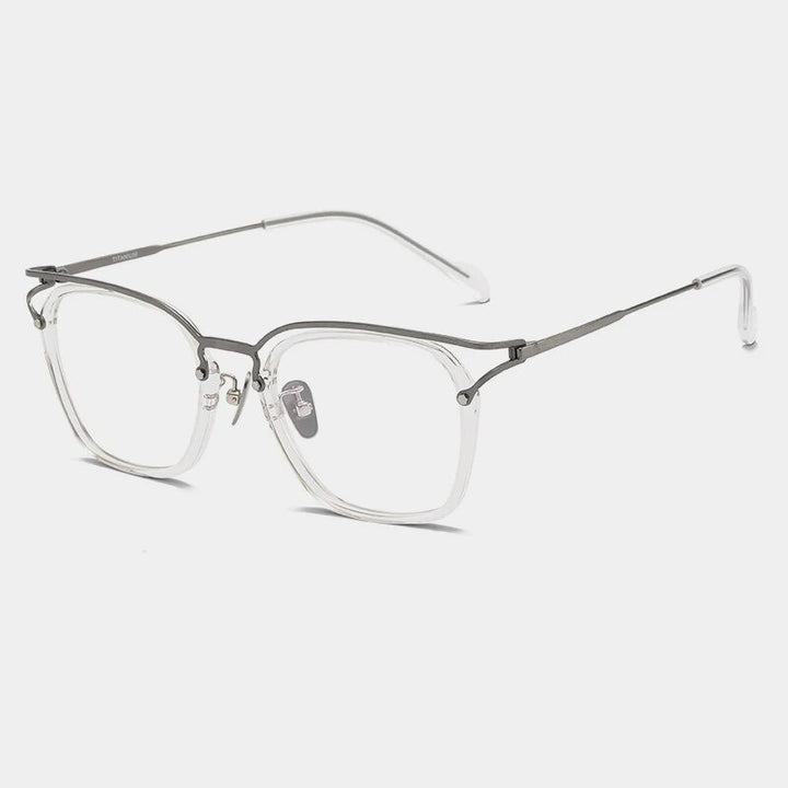 Gatenac Unisex Full Rim Square Titanium Acetate Eyeglasses Gxyj1137 Full Rim Gatenac Transparent