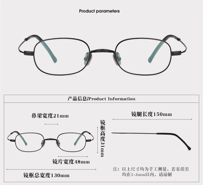 Black Mask Women's Full Rim Oval Titanium Eyeglasses Gs503 Full Rim Black Mask