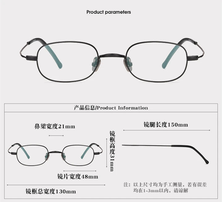 Black Mask Women's Full Rim Oval Titanium Eyeglasses Gs503 Full Rim Black Mask