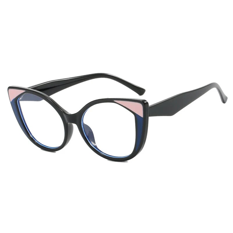 CCspace Women's Full Rim Cat Eye Tr 90 Titanium Hyperopic Eyeglasses R57025 Full Rim CCspace C2BlackPink 0