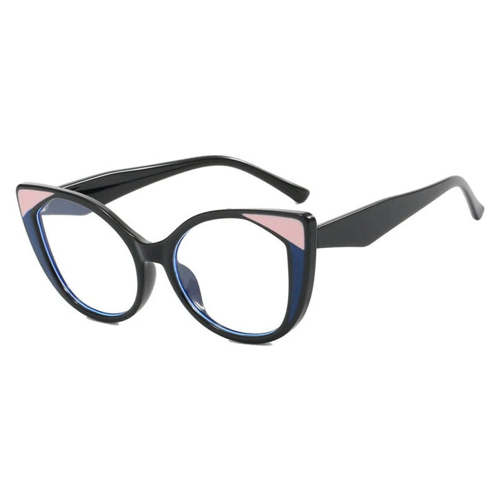 CCspace Women's Full Rim Cat Eye Tr 90 Titanium Hyperopic Eyeglasses R57025 Full Rim CCspace C2BlackPink 0