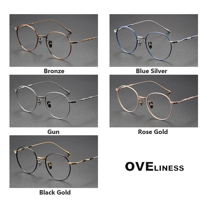 Oveliness Unisex Full Rim Irregular Round Titanium Eyeglasses M3048a Full Rim Oveliness   