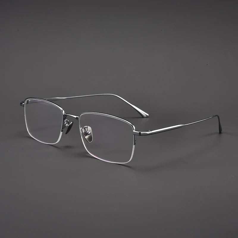 Muzz Unisex Semi Rim Square IP Titanium Eyeglasses 1907 Semi Rim Muzz Silver