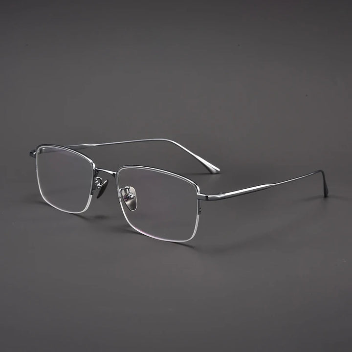 Muzz Unisex Semi Rim Square IP Titanium Eyeglasses 1907 Semi Rim Muzz Silver