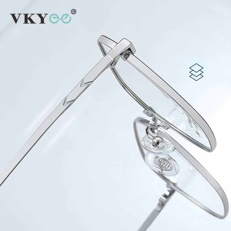 Vicky Unisex Semi Rim Polygon Titanium Alloy Reading Glasses V89022 Reading Glasses Vicky