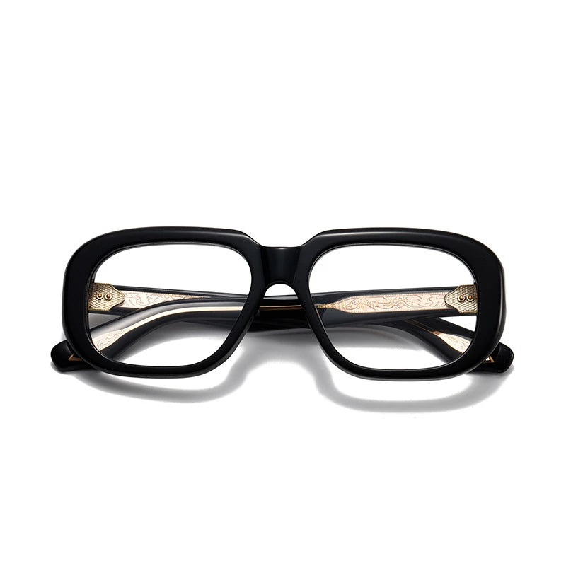 Aror Unisex Full Rim Square Thick Acetate Eyeglasses 842315 Full Rim Aror Black