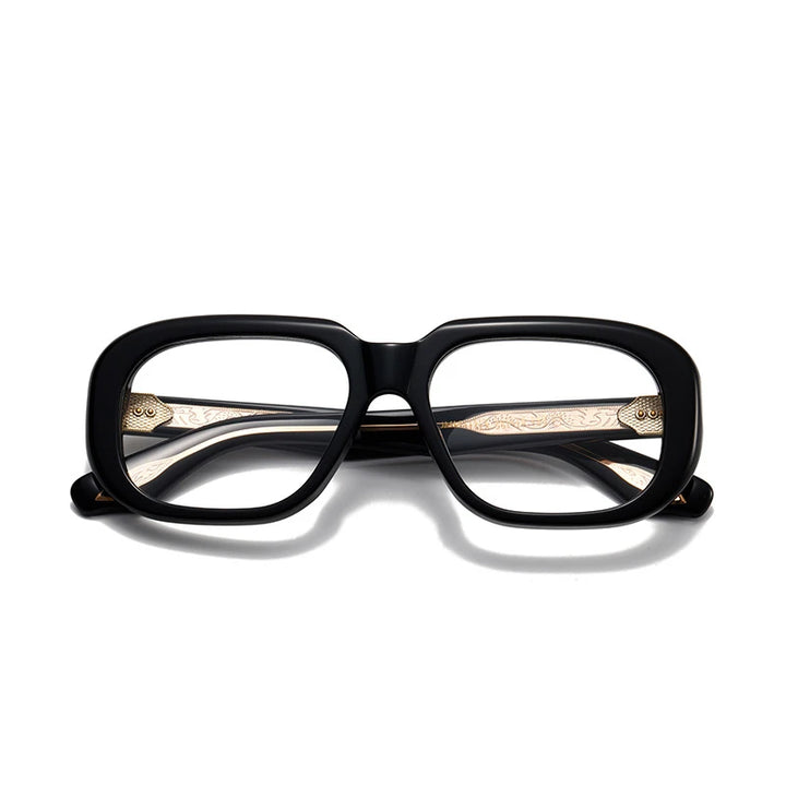 Aror Unisex Full Rim Square Thick Acetate Eyeglasses 842315 Full Rim Aror Black