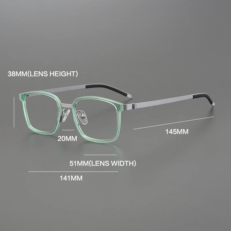 Gatenac Unisex Full Rim Square Acetate Stainless Steel Eyeglasses Gxyj1224 Full Rim Gatenac