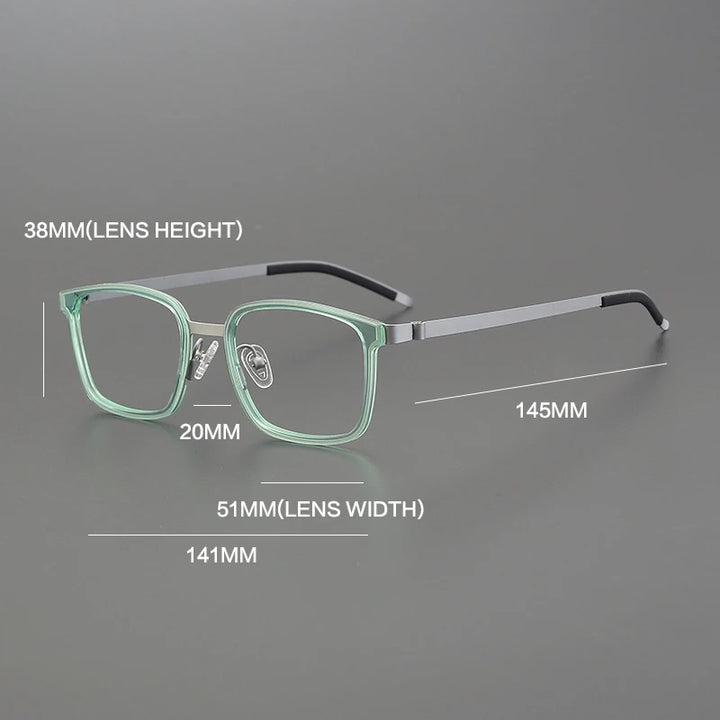 Gatenac Unisex Full Rim Square Acetate Stainless Steel Eyeglasses Gxyj1224 Full Rim Gatenac