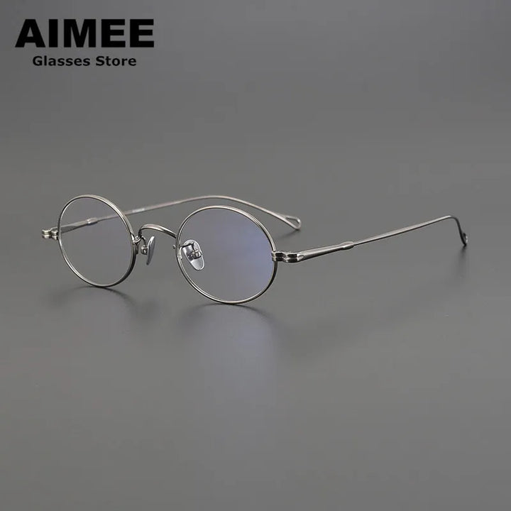 Aimee Unisex Full Rim Small Oval Round Titanium Eyeglasses 85001 Full Rim Aimee Gun